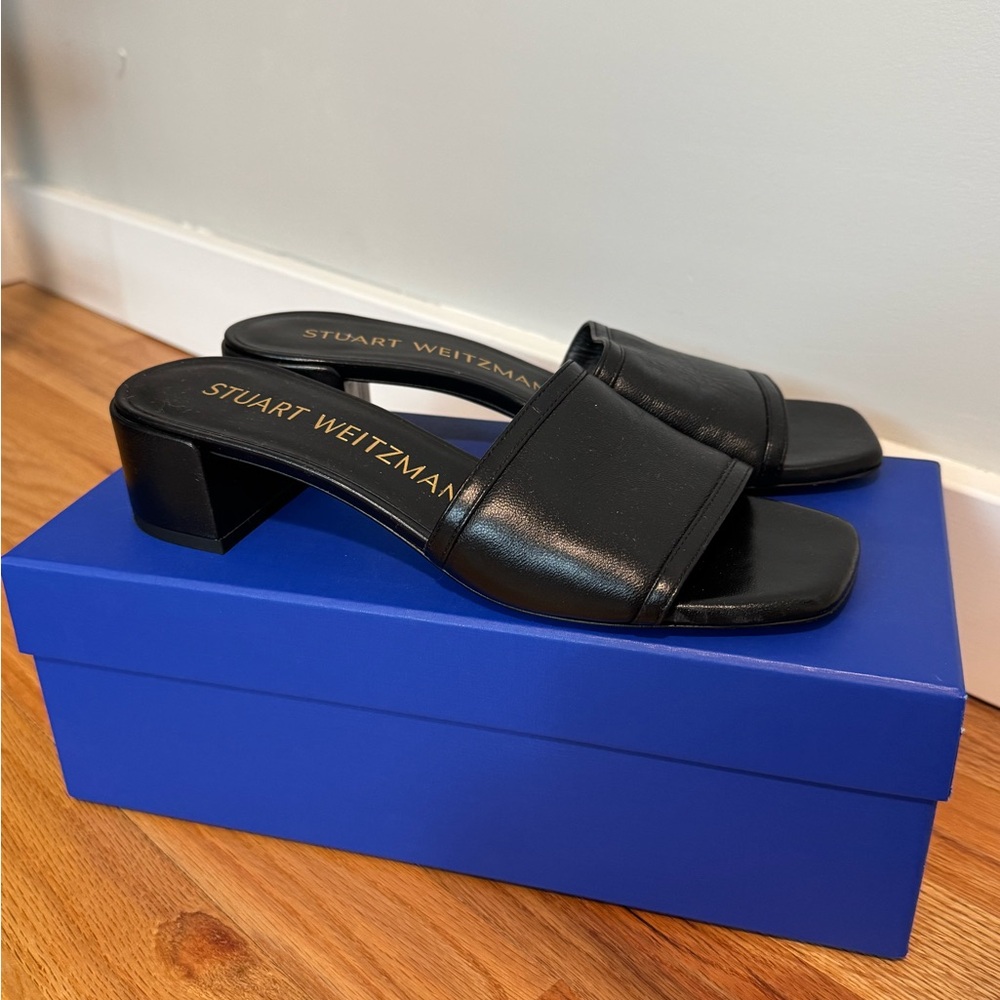 Stuart Weitzman Black Leather Sandals